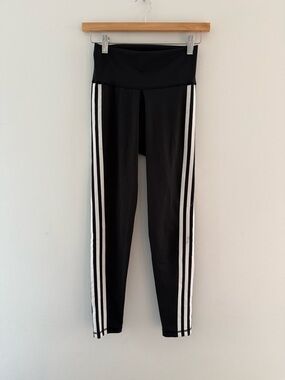 adidas Black Leggings with White Triple Side Stripes